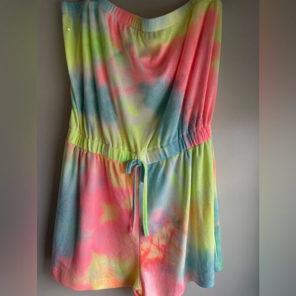 Full Circle Pants - Tie-Dye Romper With Elastic Waste
